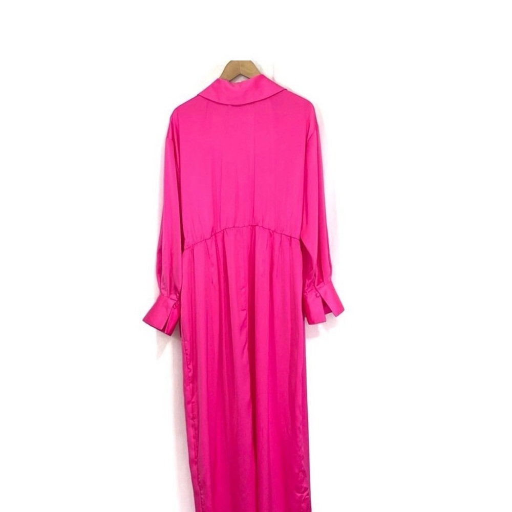 Eloquii Pink Satin Long Sleeve Wrap Maxi Dress 18 - Picture 3 of 4